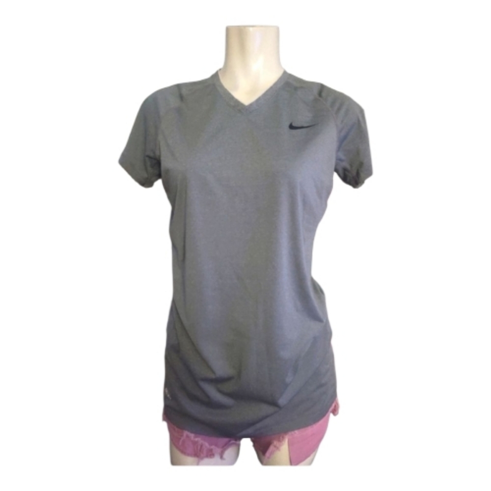 Nike Pro Combat Women's Charcoal V-Neck Tee Dry Fit